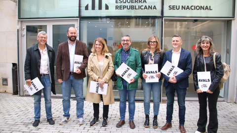 La candidatura de Foc Nou a la seu nacional d'ERC de Barcelona.