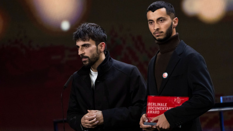 Los directores, durante la presentación de su película en la Berlinale.