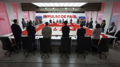 Imagen de la Ejecutiva Federal del PSOE celebrada el lunes y que comenzó con un minuto de silencio por las víctimas de la DANA.