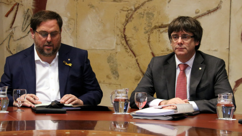 Oriol Junqueras i Carles Puigdemont en una imatge d'arxiu quan formaven part del Govern.