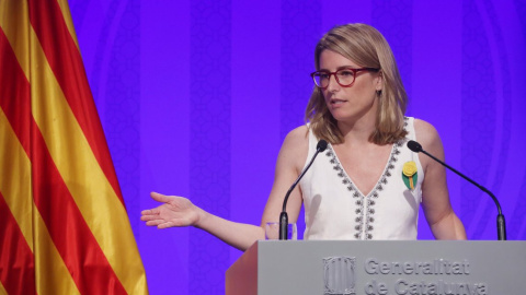 La consellera de Presidència i portaveu del Govern, Elsa Artadi, en compareixença aquest dimarts, 10 de juliol. / Govern de la Generalitat.