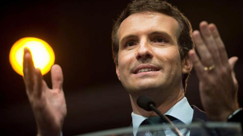 Pablo Casado durante un acto en Madrid. (LUCA PIERGIOVANNI | EFE)