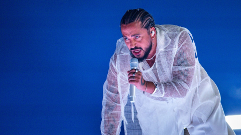 El cantante francés Slimane preparándose para el Festival de la Canción de Eurovisión 2024, en el Malmö Arena, a 10 de mayo de 2024. Imagen de archivo.