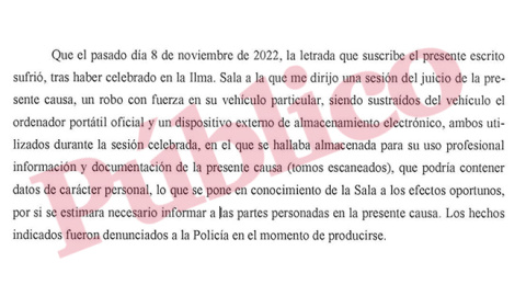 Extracto de la denuncia presentada por la abogada del Estado, Rosa María Soeane, a la que ha tenido acceso Público