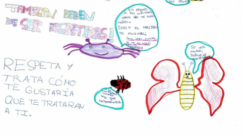 Un dibujo de Lucía, una alumna de un colegio de Valladolid, sobre los derechos de los animales.