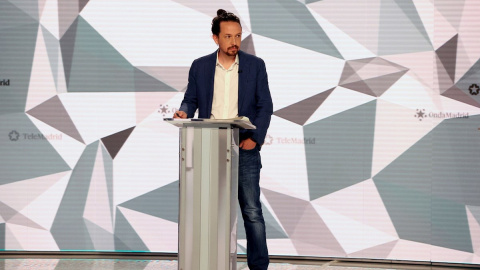 Fotografía de Pablo iglesias durante el debate en Telemadrid.