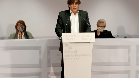 Carles Puigdemont en l'acte de Brussel·les del Consell per la República.