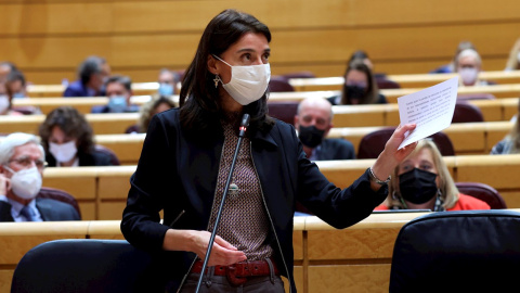 La ministra de Justicia, Pilar Llop, ofrece un discurso durante una sesión de control en el pleno del Senado este martes en Madrid.