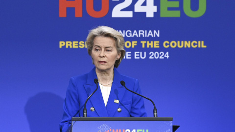 Imagen de archivo de Ursula von der Leyen en una conferencia de prensa en el Consejo Europeo en Budapest (Hungría)