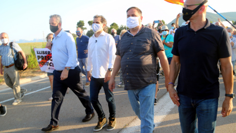 Els presos independentistes abans d'entrar a Lledoners.