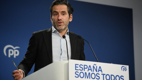 Borja Sémper, durante una rueda de prensa posterior al Comité de Dirección del PP, en la sede de Génova, a 11 de noviembre de 2024, en Madrid.