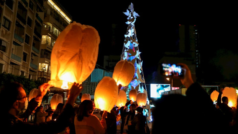 Concentración en Beirut en recuerdo de las víctimas de la explosión.