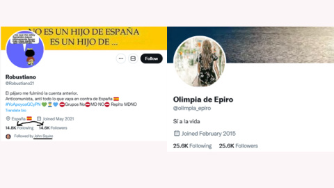 Capturas de las cuentas @robustiano21, @olimpia_epiro