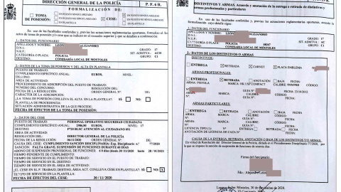 Retirada del arma y la placa por Asuntos Internos de la Policía el 30 de noviembre