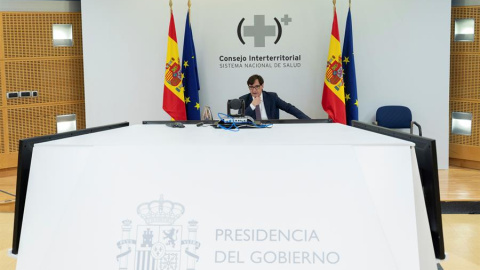 l ministro de Sanidad, Salvador Illa, ofrece una rueda de prensa en el Consejo Interterritorial del Sistema Nacional de Salud, este miércoles