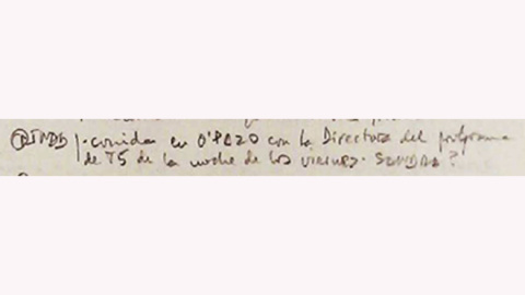 Apunte de las agendas de Villarejo del día 16 de octubre de 2014 sobre una reunión con Eduardo Inda y la "Directora del programa de T5 de la noche de los viernes"