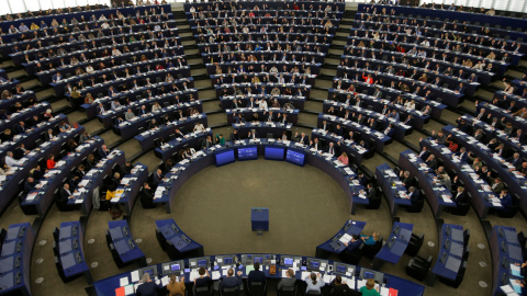 Imagen de la Eurocámara durante la votación del decreto sobre la emergencia climática de este jueves. / Reuters