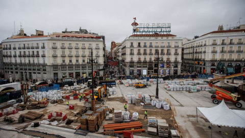 Vista panorámica de las obras de la Puerta del Sol, a 21 de noviembre de 2022, en Madrid.