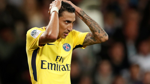 El futbolista argentino Ángel Di María, durante el partido de su equipo, el Paris St Germain, contra el Guingamp, de la liga gala. REUTERS/Benoit Tessier