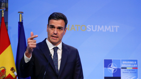 El presidente del Gobierno, Pedro Sánchez, en la cumbre de la OTAN en Bruselas.- REUTERS