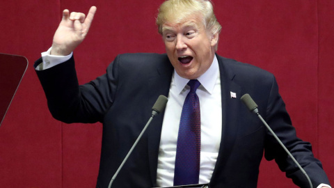 Trump, durante su discurso en la Asamblea Nacional en Seúl. REUTERS/Lee Jin-man