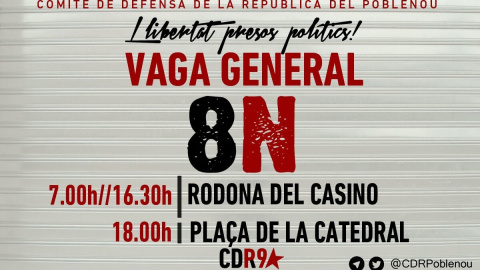 Els CDR informen sobre punts de concentració al llarg de la jornada de vaga