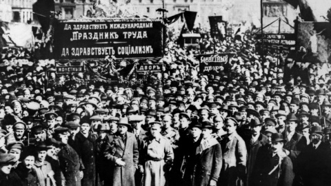 Imagen de marzo de 1917 de una manifestación en Moscú. - AFP