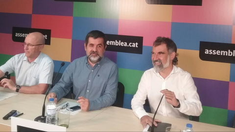 J.Rabasseda (AMI), J.Sànchez (ANC) y J.Cuixart (Òmnium). E.P.