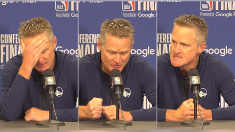 El entrenador de la NBA Steve Kerr durante la rueda de prensa.