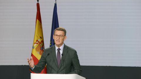 residente del PP, Alberto Nuñez Feijóo, interviene en la presentación del programa electoral del Partido Popular a las elecciones generales del 23 de julio