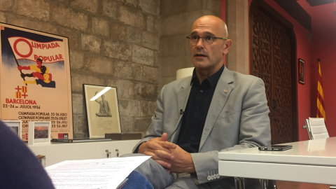 Raül Romeva en un moment de l'entrevista amb diari Públic