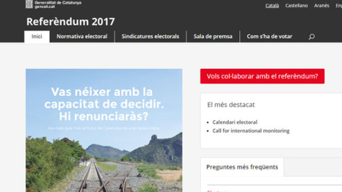 La web referendum.cat, antes de su cierre.