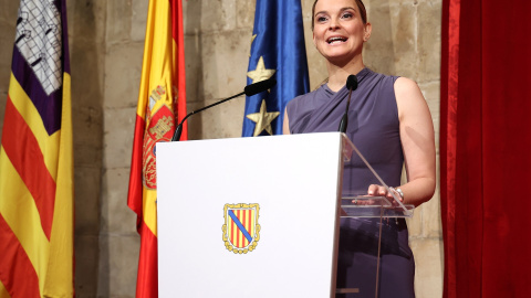 La presidenta del Govern, Margalida Prohens, informa sobre los miembros del nuevo Govern, en la Capilla del Consolat de Mar, a 10 de julio de 2023, en Palma de Mallorca, Mallorca, Baleares (España).