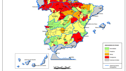 Mapa de seguimiento de la sequía. MAPAMA