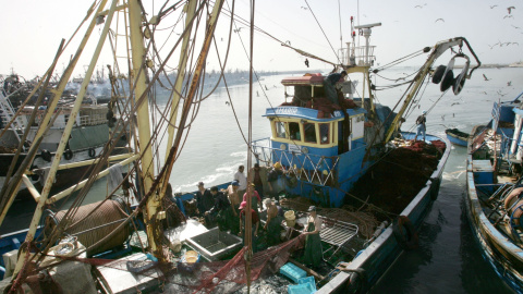 Un barco de pesca entra en el puerto de Laayoune, la principal ciudad del Sahara Occidental controlada por Marruecos.