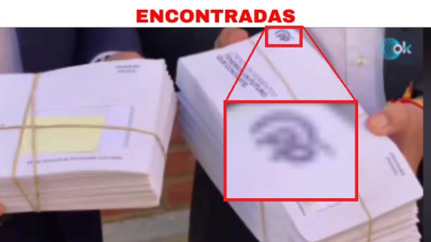 Captura del sobre con el logo del PP impreso.