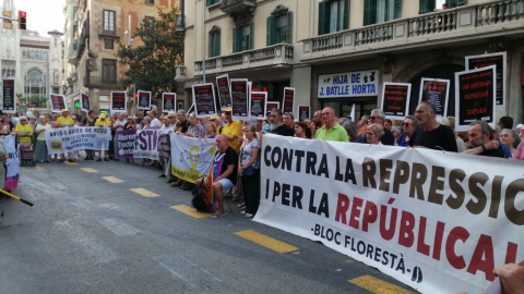 Manifestants aquesta tarda a la Via Laietana de Barcelona