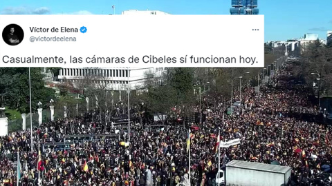 Imagen de las cámras de tráico del Ayuntamiento de Madrid durante la manifestación de la ultraderecha contra el Gobierno.