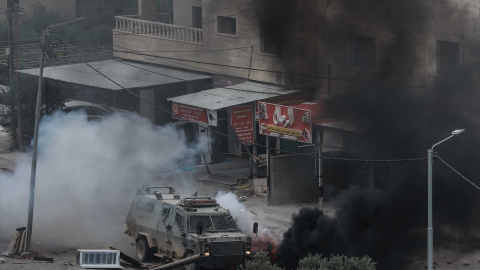 Fuerzas israelíes durante la ocupación de Yenín