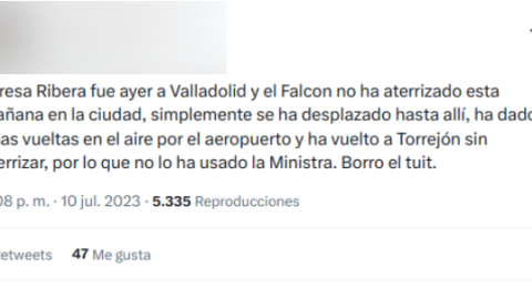 Tuit en el que se rectifica el contenido anterior