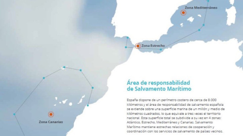 Mapa sobre las zonas SAR españolas