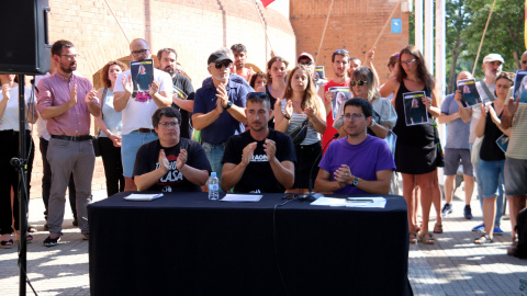 Roda de premsa per denunciar la infiltració d'una policia als moviments independentistes de Girona i Salt