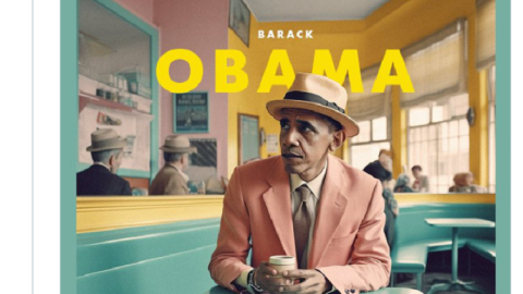 Barack Obama, caracterizado por la Inteligencia Artificial como si fuera un personaje de Wes Anderson, según el tuitero Owi Sixseven