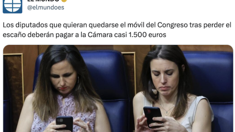 Ione Belarra e Irene Montero ilustra la información de 'El Mundo'.