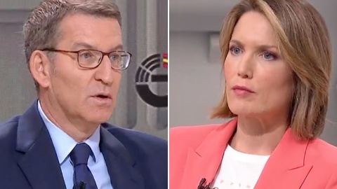 Alberto Núñez Feijóo y Silvia Intxaurrondo, en 'La hora de la 1'.- TVE