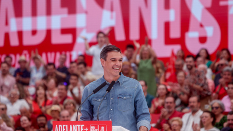 Pedro Sánchez, durante un mitin en Getafe, a 23 de julio de 2023.