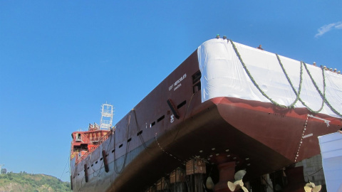 Un barco en construcción en La Naval de Sestao. E.P.