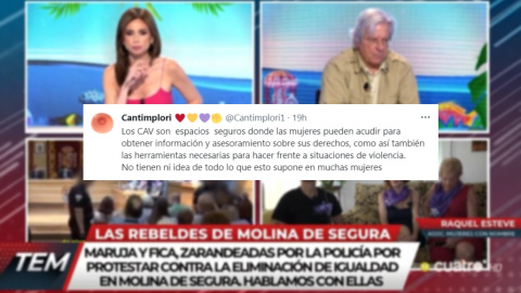 Collage con una captura del programa 'Todo es mentira' y la respuesta de una tuitera