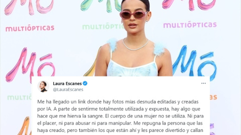 'Collage' con una imagen de Laura Escanes y el tuit de la 'influencer'