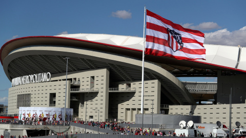 Imagen del exterior del Wanda Metropolitano, momentos antes del primer partido del Atlético de Madrid que ha albergado sue nuevo estadio. REUTERS/Sergio Perez